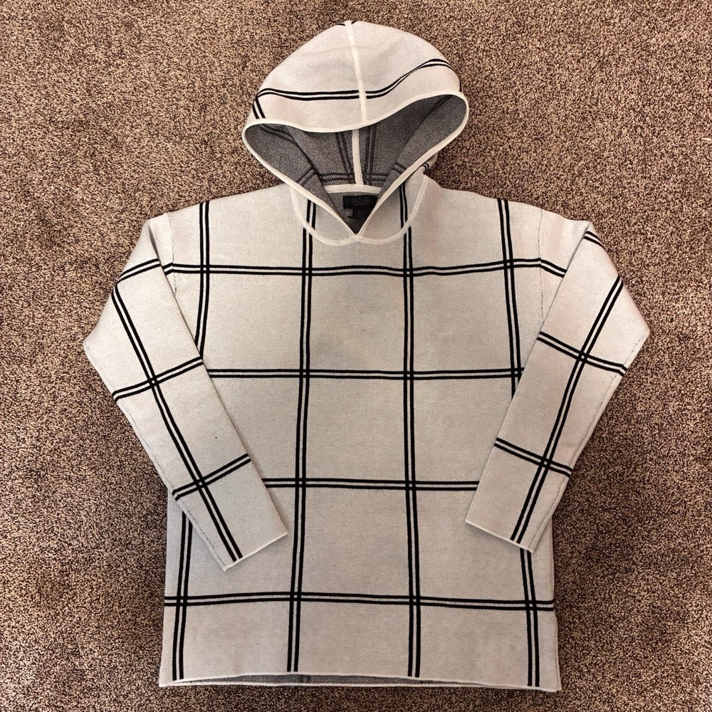 Rachel Roy Pullover Hoodie Women's White Striped Long Sleeve Sweater Soft Size S